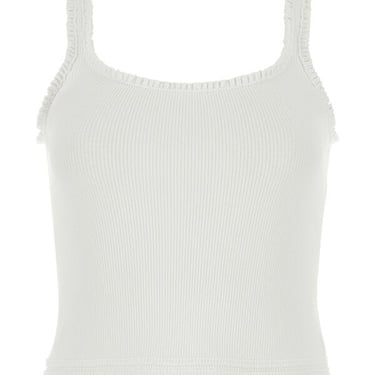 Chloe Women White Stretch Cotton Tank Top