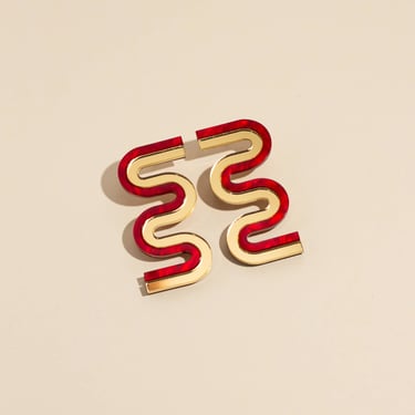 Vea Mini Earrings - Red and Gold