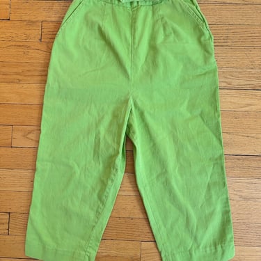 Vintage 40s 50s Lime Green Side Zip Bermuda Shorts Capris Pants 24 Waist XS Small by TimeBa