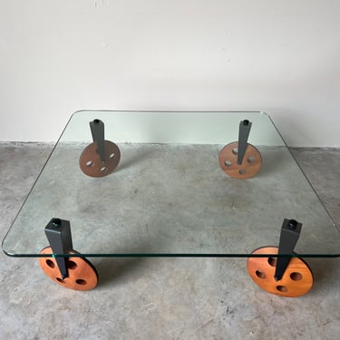 1980s Postmodern Glass Coffee Table Attributed to Gae Aulenti for Fontana Arte 