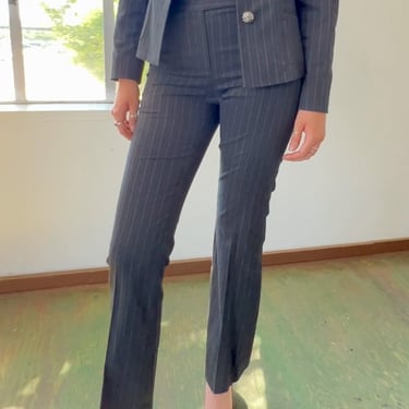 Charcoal Pinstripe Y2K Low Rise Trousers (S)