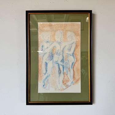 Vintage “The Three Graces” Watercolor Painting - Framed 