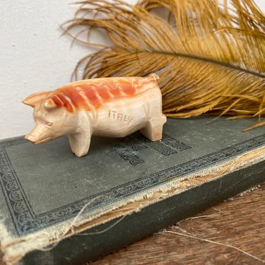 Vintage Marble Pig Figure, Made In Italy, Italian Souvenir, Hog Carving, Small Pig Statue, Sow, Farm Animals, Farmhouse Kitchen 