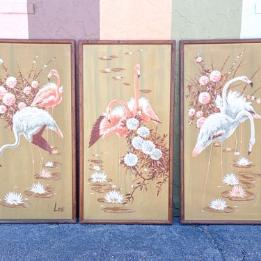 Fab Flamingo Triptych by Lee Reynolds