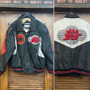 Vintage 1980’s “Wild Boy” New Wave Hip Hop Animal Print Leather Jacket, 80’s Oversize Jacket, Vintage Clothing 