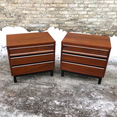 Pair Of Double-drawer Nightstands 