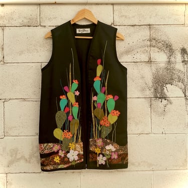 Embroidered Cactus Black Vest / Lg - Xl
