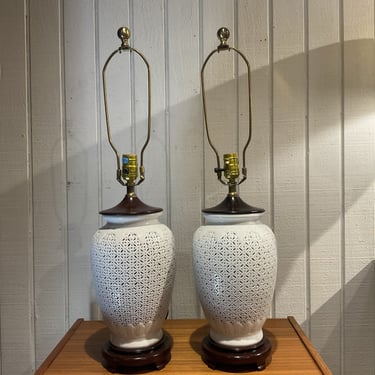 Pair of Blanc de Chine Porcelain Lamps