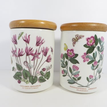 Vintage Portmeirion Botanic Gardens Small Canisters - Two Made in England Portmeirion Pottery Canisters 