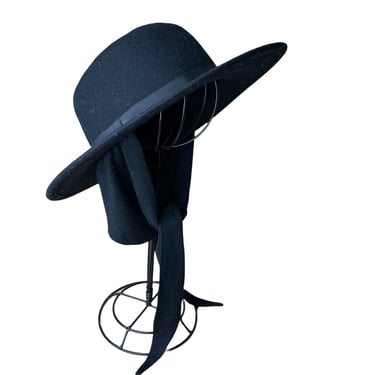 Vintage Street Smart by Betmar Black Wool Hat with Scarf 