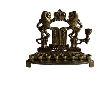 Vintage Brass Menorah with Lions 