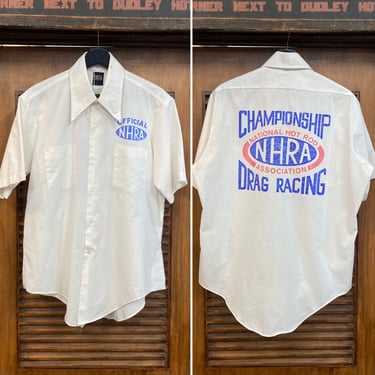 Vintage 1970’s Original NHRA Hot Rod Drag Race Official Racing Shirt Top, 70’s Vintage Clothing 