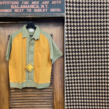 Vintage 1960’s -Deadstock- Two-Tone Mod Rockabilly Shirt-Jac Never Worn Shirt, 60’s Houndstooth, Vintage Clothing 