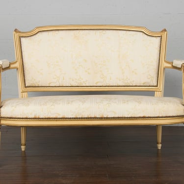 Vintage French Louis XVI Style Painted Provincial Loveseat 