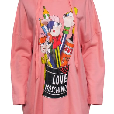 Love Moschino - Pink Graphic Front Hooded Sweatshirt Sz 4