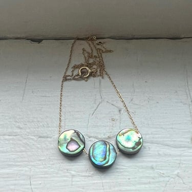 Three abalones on a chain necklace 