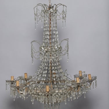 Late 19th Century Italian Eight Arm Cut Crystal Chandelier from Genoa