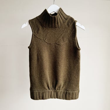 Olive Green Wool Knit Vest Top