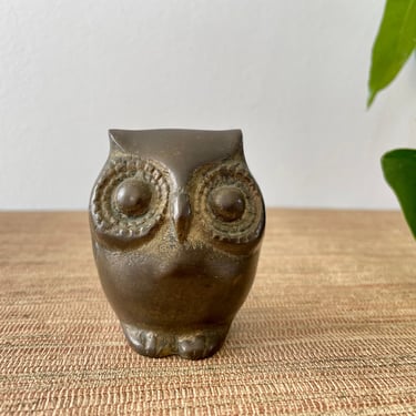 Vintage Brass Owl Figurine Paperweight 