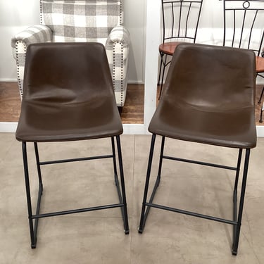 Pair of Faux Leather Counter Stools