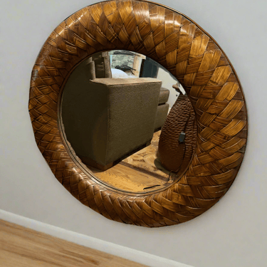 Round Large Braided Rattan Mirror SH265-2