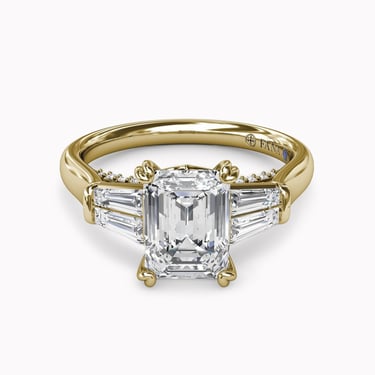 Tapered Baguette Side Stones & Hidden Arched Halo Engagement Ring Setting