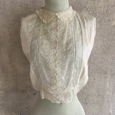 Antique Edwardian Camisole Blouse Embroidery Lace Silk Dress Top Shirt Vintage