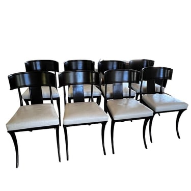 Set of 8 Michael Taylor Steel Klismos Curved Back Onyx Chairs B239-07