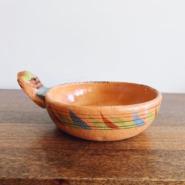 Vintage Mexican Red Clay Pottery Handmade Bowl 