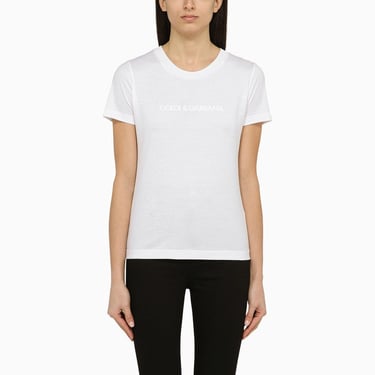 Dolce&amp;Gabbana White Crew-Neck T-Shirt With Logo In Cotton Women