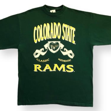 Vintage 90s Colorado State University Rams Big Print Graphic Collegiate T-Shirt Size XL 
