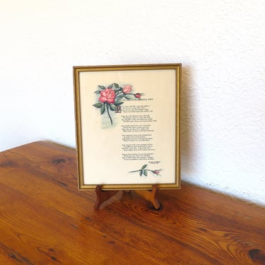 Vintage Framed Lithograph 1920 McCrea Barrett Poem- To My Precious Precious Wife- Gilt Frame Wife Tribute 