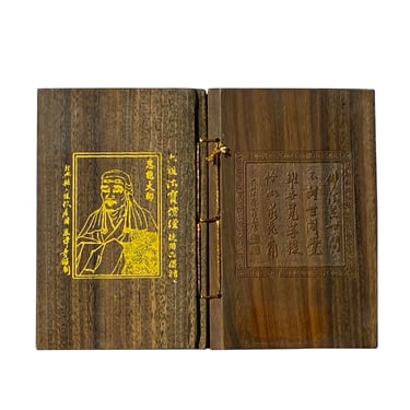 Chinese Buddha Altar Sutra Engravement Mini Booklet Wood Art ws2642E 
