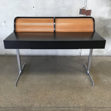 Mid Century Modern Roll Top Writing Desk In The Style Of George Nelson