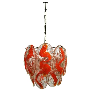 Vintage hand blown murano chandelier by La Murrina, 1960s - Italy - mid century modern murano glass chandelier - orange glass chandelier 