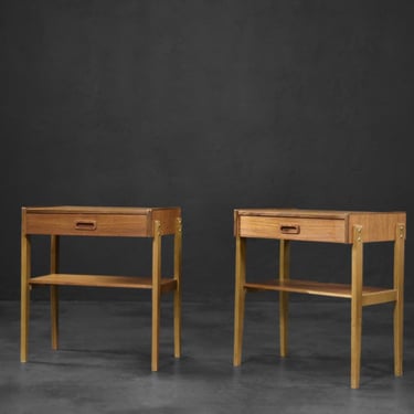 Vintage Mid-Century Scandinavian Modern Teak Nightstands, 1960s, Set of 2 