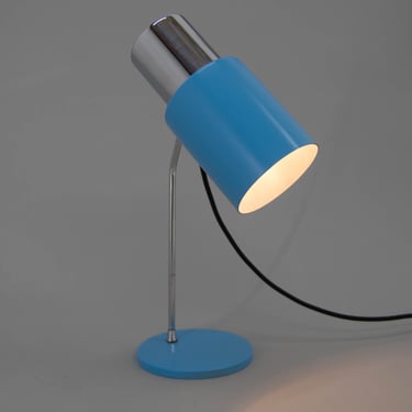 Mid-Century Blue Table Lamp by Napako, 1970's / Vintage Table Lamp / Chrome Desk Lamp / Blue 