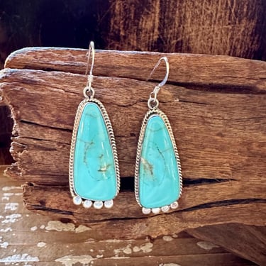 SLICE OF TURQUOISE Sterling Silver Earrings | Handcrafted Jewelry | Light Blue Turquoise Silver Beads 