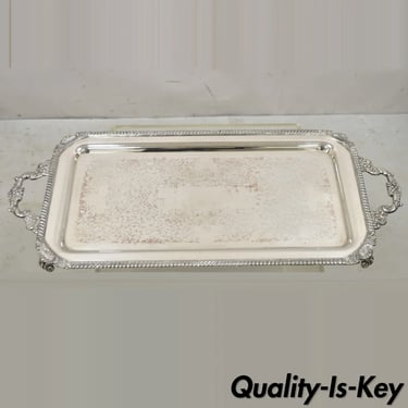 Vintage Victorian Style Silver Plated Twin Handle Ornate Serving Platter Tray