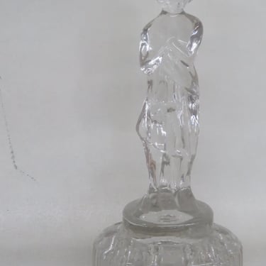 Cambridge Glass Draped Lady Clear 10 Hole Flower Frog Vase Figurine 3710B
