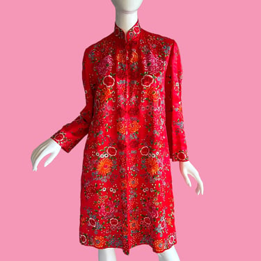 Antique Chinese Silk Embroidered Jacket, 40s Vintage Flowers Pristine Medium 
