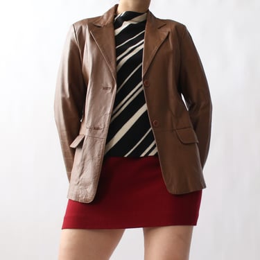 90s Mocha Leather Blazer