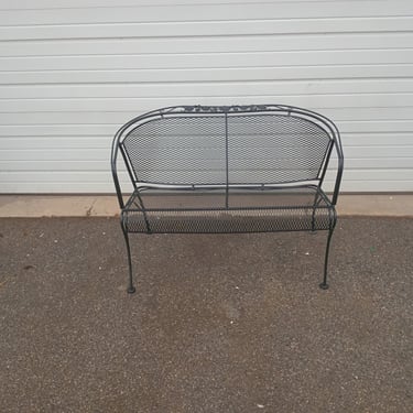 Vintage Woodard Outdoor Iron Loveseat/Bench 