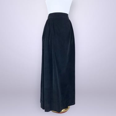 VINTAGE 60s Black Velvet Maxi Skirt 31