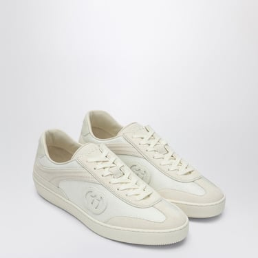 Gucci Sneaker With Gg Cross In White Leather And Mesh Women