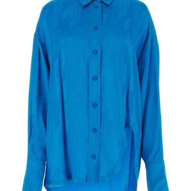 The Attico Women Turquoise Satin Diana Shirt