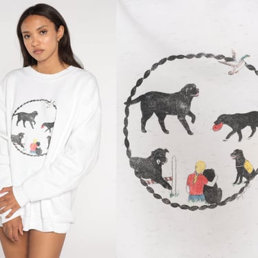 Black Lab Dog Sweatshirt 90s Labrador Retriever Shirt Breed Animal Print Shirt Jumper Graphic Slouch Shirt 1990s Vintage White 2xl 2x xxl 