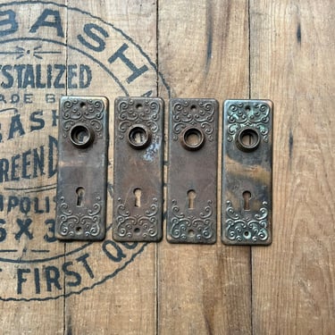 Set of 4 1890s Pressed Door Plates 