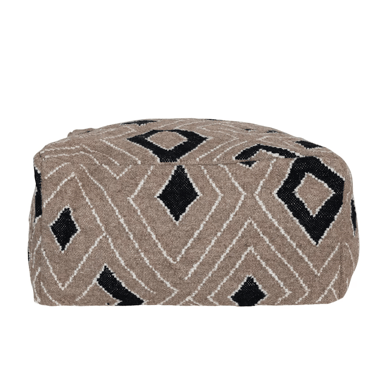 Woven Wool Blend Pouf with Design
