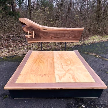 Platform Bed in the style of George Nakashima , Mid Century Modern , Live Edge Headboard 
